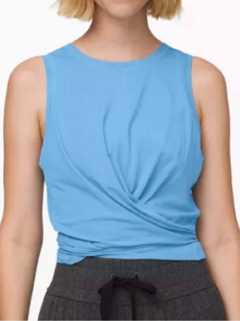 Lululemon Time to Restore Tank Aqua Smoke Sky Blue 2019 W1CEUS Pima Cotton Sz 4